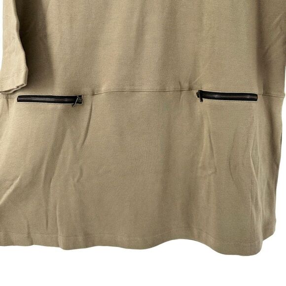 Soft Surroundings Tunic Brown 3/4 Sleeve Boat Neck Size Petite M Faux Zip Pocket - Picture 4 of 6